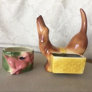 Vintage dog caddy planters